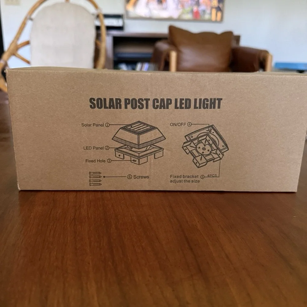 BRIGHTICONIC Solar Post Cap LED Light 2 Pack Black 120 Lumen Dual Mode IP65 New